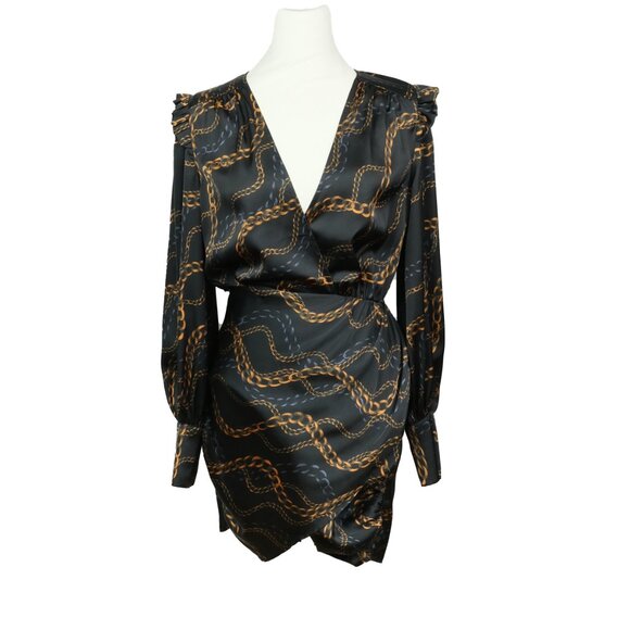 L'Academie Joyce Mini Dress Chain Print Black Size XS  Fashionable Party Look - Picture 11 of 12